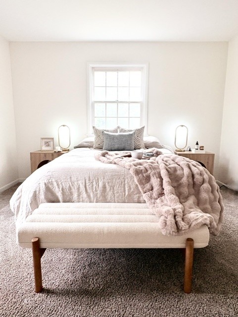 Hybrid staging, styled bedroom